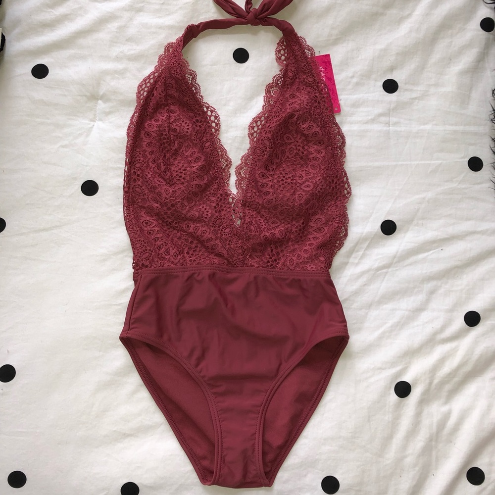 One piece halter swimsuit